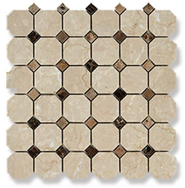 Мозаика Botticino Fiorito + Dark Imperador (30.5x30.5) 1