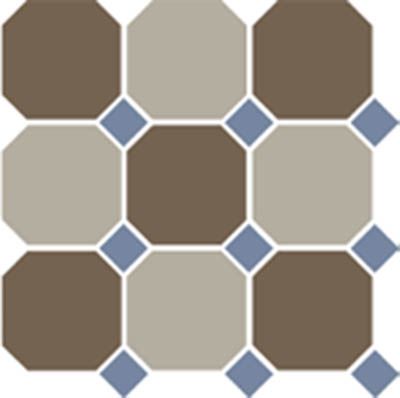 Керамогранит Coffe Brown Beige Octagon/Blue Cobalt Dots (30x30) 29+01 OCT11-B