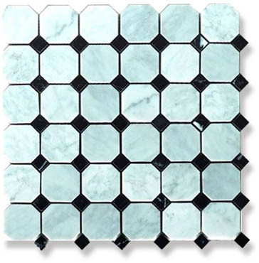 Мозаика Bianco Carrara + Nero Marquina (30.5x30.5)