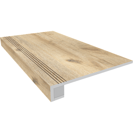 Комплект (Ступень DA02 (33x120) непол. (прямоугол. бортик) с насечками + подступенок (14,5x120)