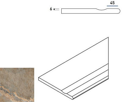 Бортик с выемкой правый закругленный Dark Bordo Svasato Round Dx 620090000213 (30x60)