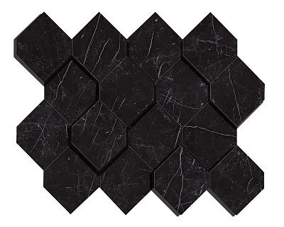 Мозаика Marvel Nero Marquina Mosaico Esagono 3D (28.2X35.3) AS4B