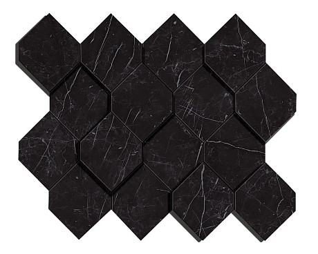 Мозаика Marvel Nero Marquina Mosaico Esagono 3D (28.2X35.3) AS4B