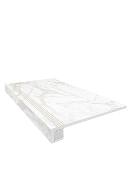 Комплект (Ступень SM02 (33x120) непол. (прямоугол. бортик) с насечками + подступенок (14,5x120)