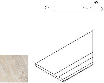Бортик с выемкой правый закругленный White Bordo Svasato Round Dx 620090000199 (30x60)
