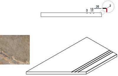 Бортик левый Dark BordoGrip Sx 620090000223 (30x60)