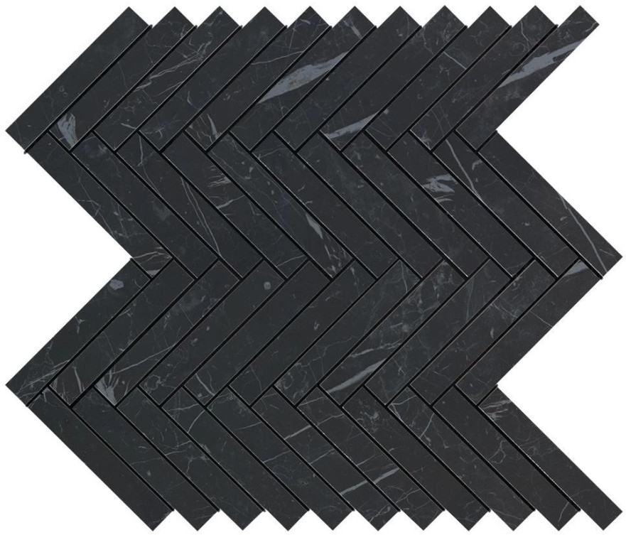 Мозаика Marvel Nero Marquina Herringbone Wall (30.5x30) 9SHN 9SHN