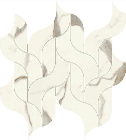 Мозаика Marvel Calacatta Sublime Mosaico Waterfall Lappato (30.5x27.7) AF8S