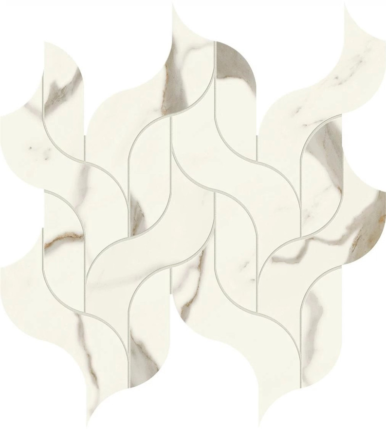 Мозаика Marvel Calacatta Sublime Mosaico Waterfall Lappato (30.5x27.7) AF8S AF8S
