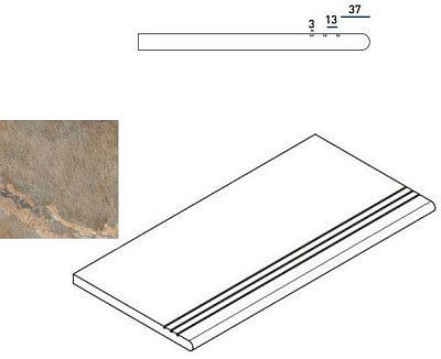 Ступень закругленная правая Dark Gradino Round Grip Dx 620040000026 (30x60)