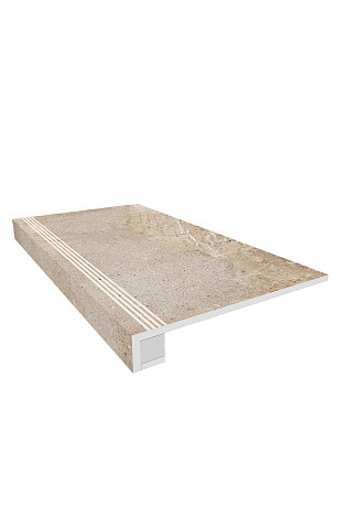 Комплект (Ступень KA03(33x120) непол. (прямоугол. бортик) с насечками + подступенок (14,5x120)